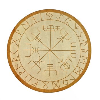 Wood Crystal Grid Plate with Viking Compas