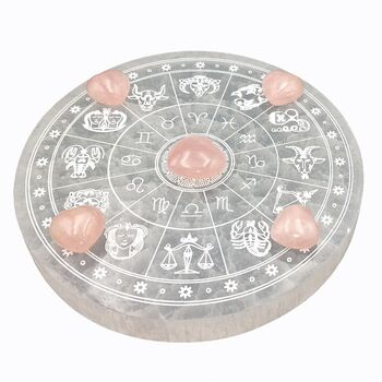Zodiac Astrology Selenite Plate 15cm Diameter