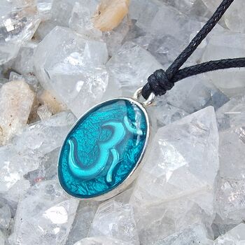 Ohm Aqua Enamel Pendant
