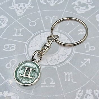 Gemini Zodiac Astrology Star Sign Key Ring
