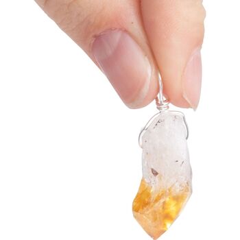 Citrine Quartz Point Pendant Wire Wrap