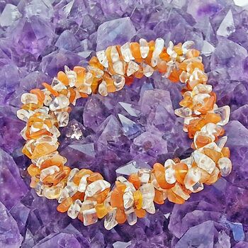 Carnelian & Quartz Triple Bracelet