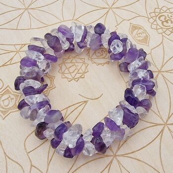 Amethyst & Quartz Triple Strung Bracele