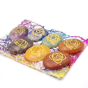 Oval Etched Chakra Crystals Stone Set