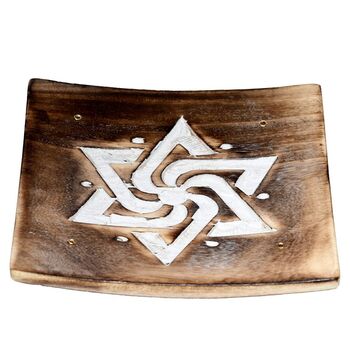 Mango Wood Square Carved Geometric Ashcatcher