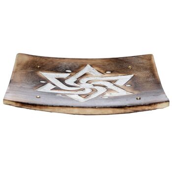 Mango Wood Square Carved Geometric Ashcatcher