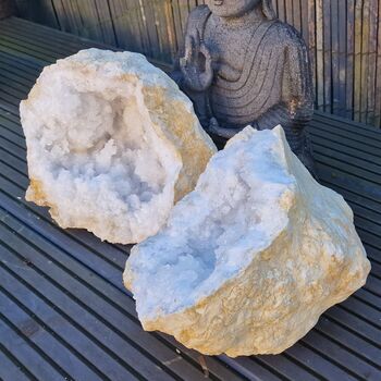 Large White Quartz Geode from Morocco