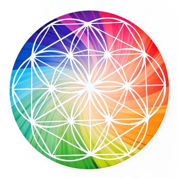 Colourful Flower of Life Style Grid Plate