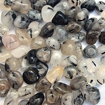 Tourmalinated Quartz Tumble Stones A Grade