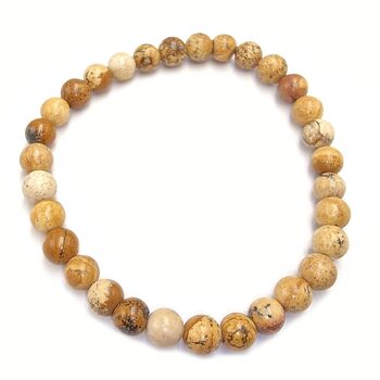 Picture Jasper Beaded Bracelet 6mm