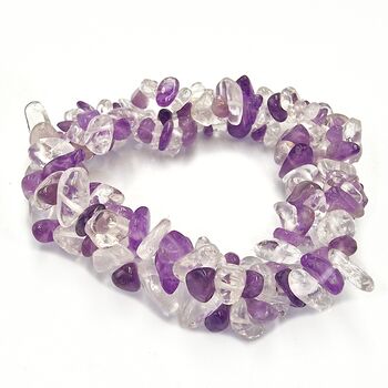 Amethyst & Quartz Triple Strung Bracelet