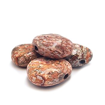 Side Drilled Leopardskin Jasper Tumbled Stone