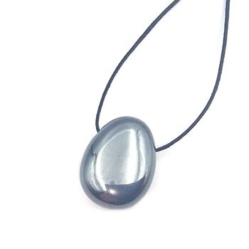 Side Drilled Hematite Oval Tumble Stone Pendant