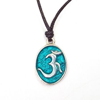 Ohm Aqua Enamel Pendant