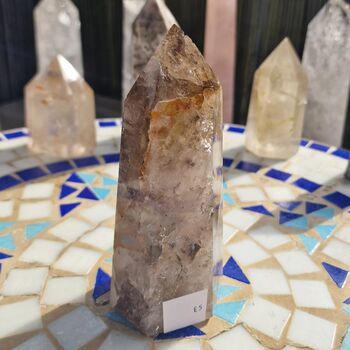 Smoky Elestial Point Polished Quartz Crystal #E5