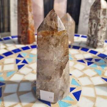 Smoky Elestial Point Polished Quartz Crystal #E5