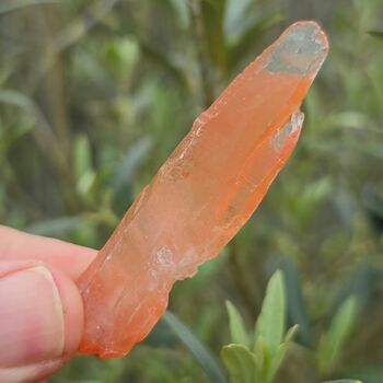 One off, Natural Orange Tangerine Quartz Crystal Point No1, 7.5cm long, Tabular, DT