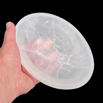 Large Oval Selenite Crystal Gem Bowl 20cm