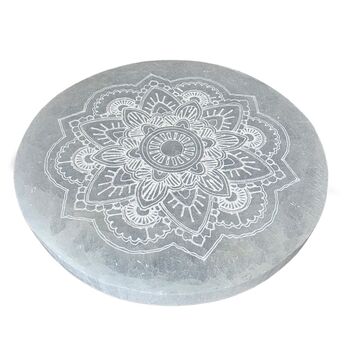 Selenite Plate Flower Mandala 10cm