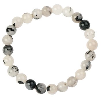 Tourmalated Quartz 8mm Bead Bracelet - Black Tourmaline