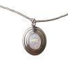 Oval White Opal Necklace in Sterling Silver 