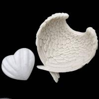 Selenite Sculptured Heart with Angel Wing Bowl