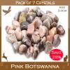 Pack of 7 Pink Botswana Agate Tumble Stone Crystals